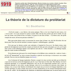 N. Boukharine : La théorie de la dictature du prolétariat (1919)