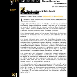 Bourdieu répond à Cohn-Bendit. - 12/01/99