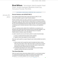 Remote Validation with ASP.NET MVC 2