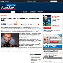 Bradley Manning Nominated for Nobel Peace Prize