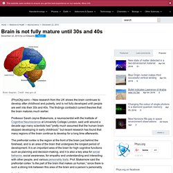 Brain is not fully mature until 30s and 40s