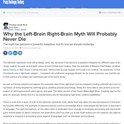 Why the Left-Brain Right-Brain Myth Will Probably Never Die