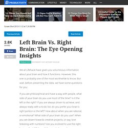 Left Brain Vs. Right Brain: The Eye Opening Insights