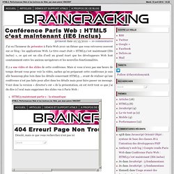 Conférence Paris Web : HTML5 c’est maintenant (IE6 inclus)