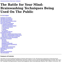 The Battle for Your Mind: Brainwashing Techniques Being Used On The Public By Dick Sutphen - StumbleUpon