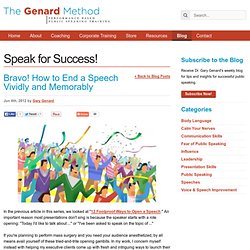 Bravo! — How to End a Speech Vividly and Memorably