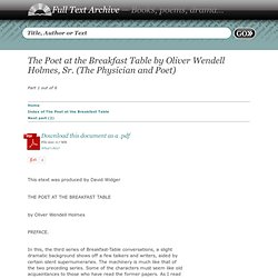 The Poet at the Breakfast Table by Oliver Wendell Holmes, Sr. (The Physician and Poet)