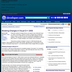 Breaking Changes in Visual C++ 2005