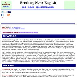 Breaking News English ESL Lesson Plan on US Economy