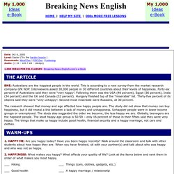 Breaking News English ESL Lesson Plan on Happiness