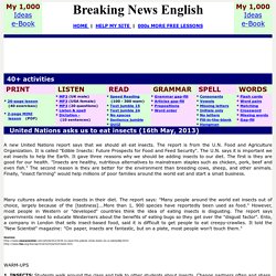 Breaking News English ESL Lesson Plan on Eating Insects