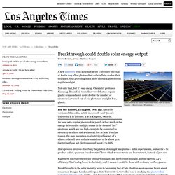Breakthrough could double solar electricity ouput