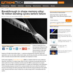 Breakthrough in shape memory alloy: 10 million bending cycles before failure