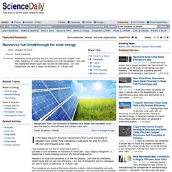 Nanowires fuel breakthrough for solar energy