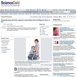 Breastfeeding duration appears associated with intelligence later in life