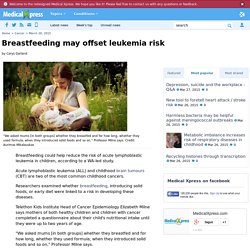 Breastfeeding may offset leukemia risk
