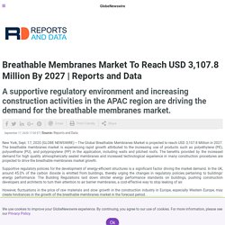 Breathable Membranes Market To Reach USD 3,107.8 Million By 2027