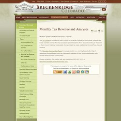 Town of Breckenridge : Monthly Tax Revenue and Analyses