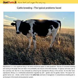 Cattle breeding –The typical problems faced