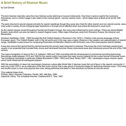 A Brief History of Klezmer Music