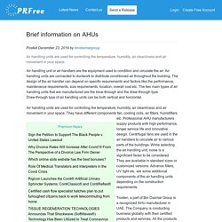 Brief information on AHUs