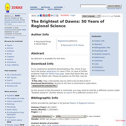 The Brightest of Dawns: 50 Years of Regional Science