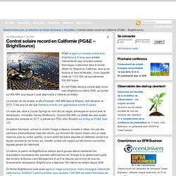 Contrat solaire record en Californie (PG&E – BrightSource)