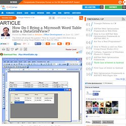 How Do I Bring a Microsoft Word Table into a DataGridView?
