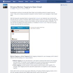 Bringing Mention Tagging to Open Graph - Développeurs Facebook