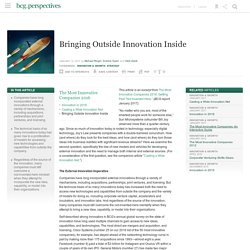 Bringing Outside Innovation Inside