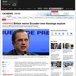 Britain warns Ecuador over Assange asylum - World
