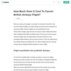 How Much Does It Cost To Cancel British Airways Flight?｜tripfinder｜note