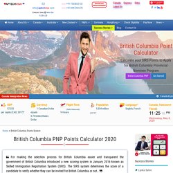 British Columbia (BC PNP) PNP SIRS Points Calculator 2020