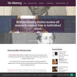 British History Online makes all research content free to individual users - On History