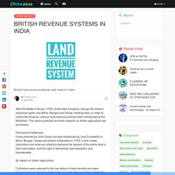 BRITISH REVENUE SYSTEMS IN INDIA