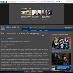 The characteristics of Anglo-Saxon poetry - BritLitBernie2012 Wiki - Wikia