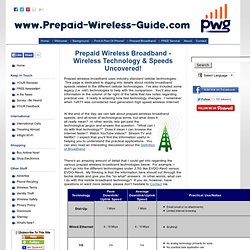 Prepaid Wireless Broadband - Wireless Internet technologies & speeds