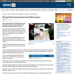 Study finds homework has limited value