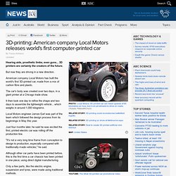3D-printing: American company Local Motors releases world's first computer-printed car