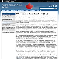 NRC Short Wave Station Broadcasts (CHU) - Services