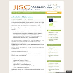 A Broader View of Digital Literacy « JISC PADDLE Project
