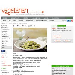 Bow Ties with Broccoli Pesto Recipe