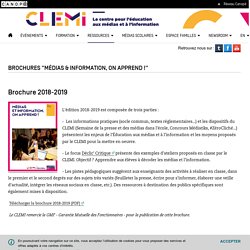 Brochure "Médias & information, on apprend !" 2018-2019 (CLEMI) à télécharger
