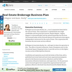 Real Estate Brokerage Business Plan Sample