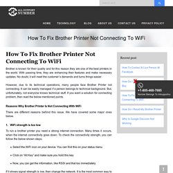 Why Is My Brother Printer Not Connecting To WiFi