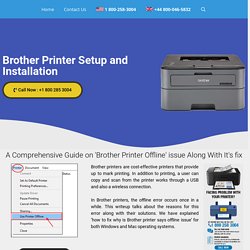 Brother Printer Says Offline 1-855-788-2810 Fix Online Now