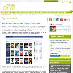 Page Browser, la suggestion de pages de Facebook
