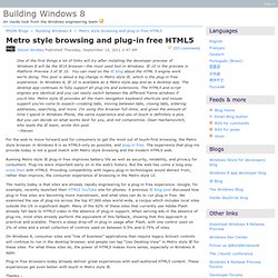 Metro style browsing and plug-in free HTML5 - Building Windows 8