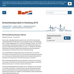 Bruttoinlandsprodukt in Hamburg 2018 - Statistikamt Nord