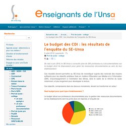 Le budget des CDI : les résultats de l'enquête du SE-Unsa
